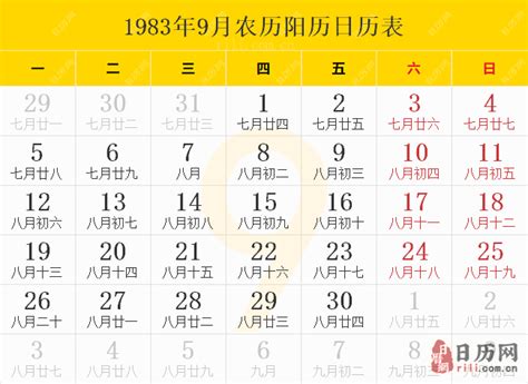 1983是什么年|1983年日历表,1983年农历表（阴历阳历节日对照表）